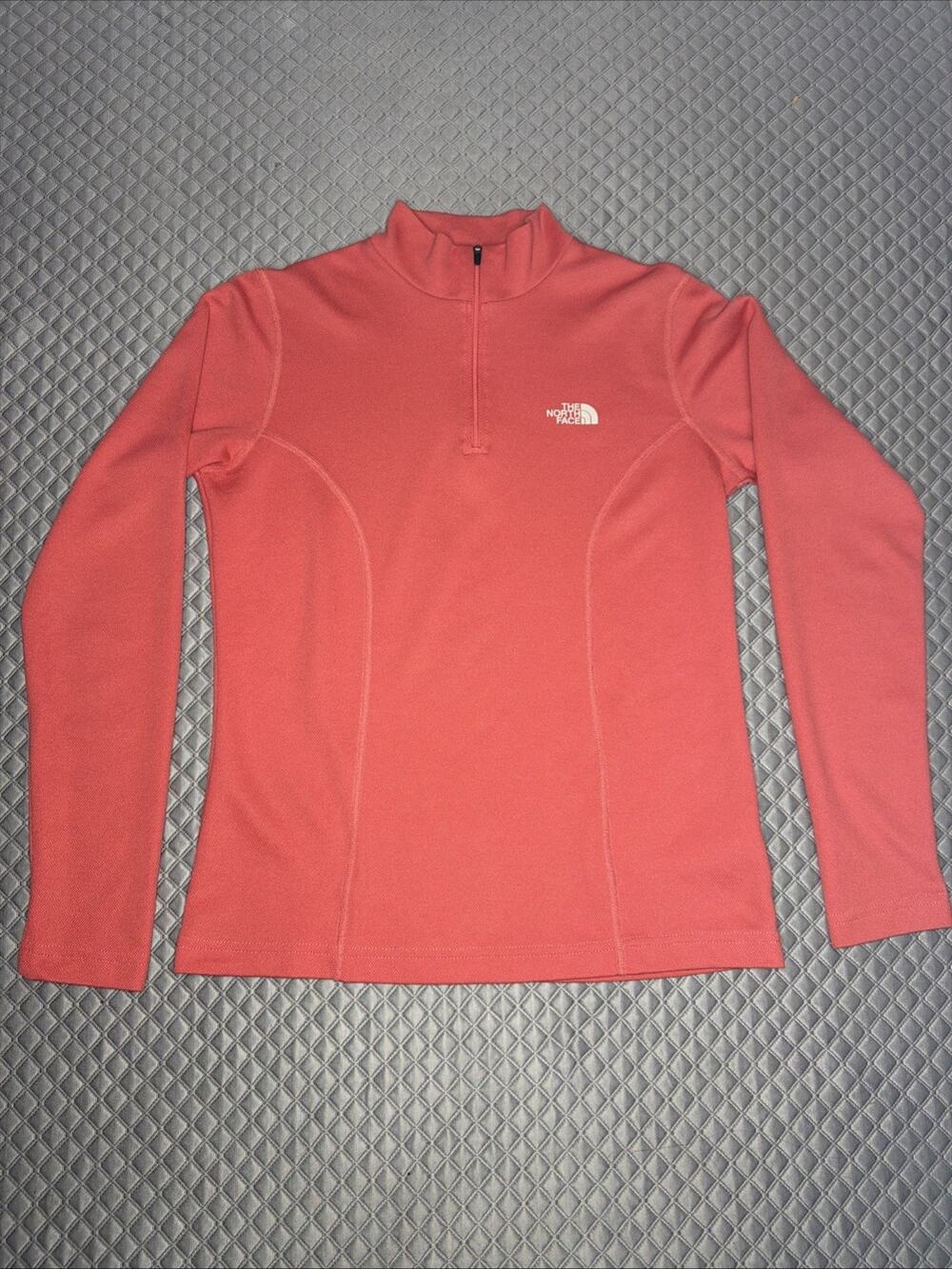 The North Face Womens Small 1/4 Zip Pullover Coral Orange Long Sleeve
